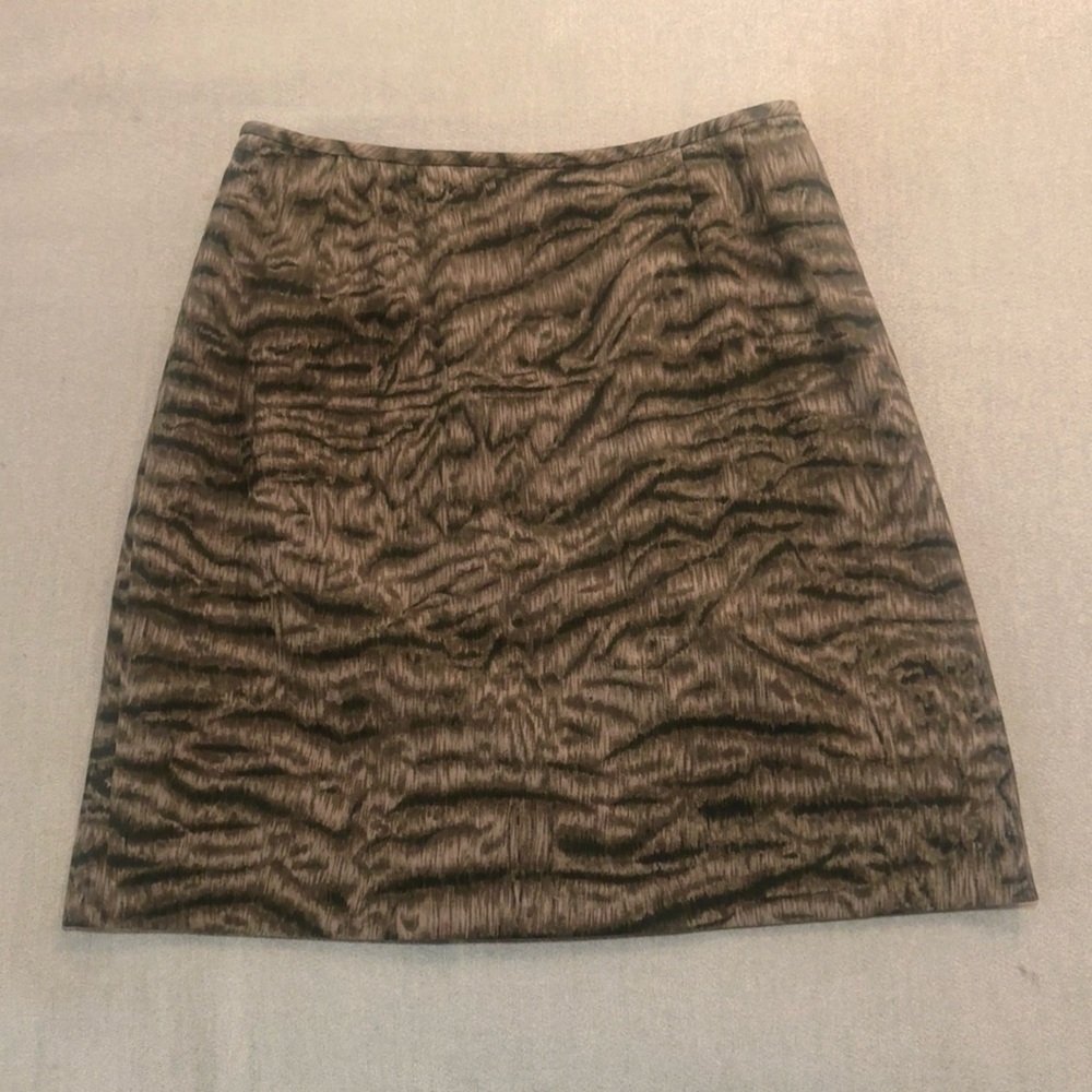 Vintage Kasper Brown Tiger Print Mini Skirt